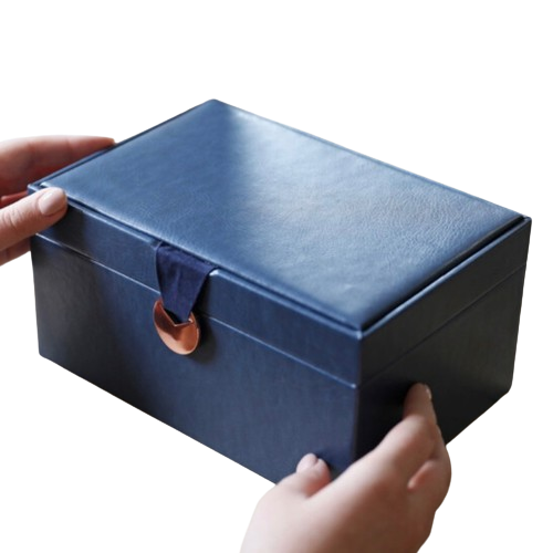 Navy Two Tier Jewelry Box