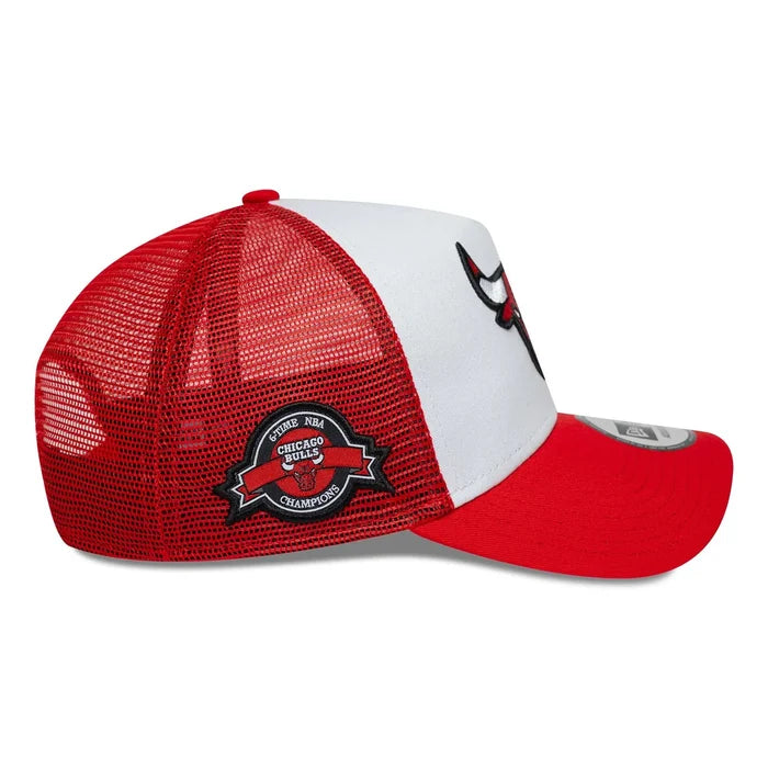 NEW ERA Chicago Bulls NBA Side Patch Red 9FORTY A-Frame Trucker Adjustable Cap