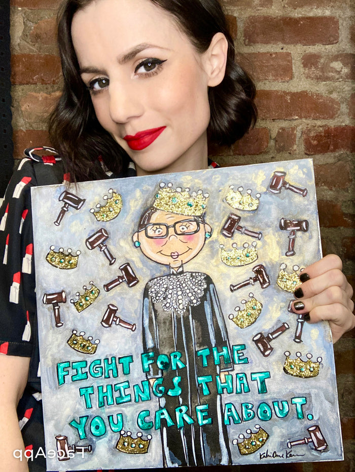 Notorious RBG Glitter Quote Painting