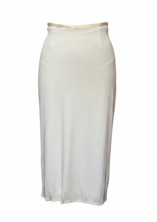Off White Rayon Matte Jersey Skirt