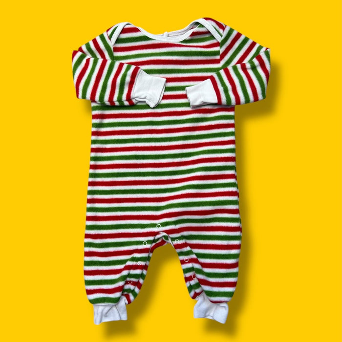 Old Navy striped fleece romper 6-12m