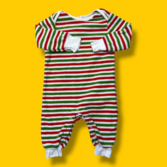 Old Navy striped fleece romper 6-12m