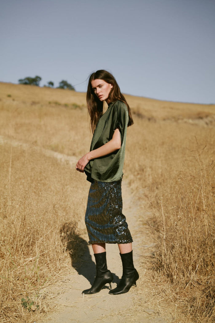 SEQUIN MIDI SKIRT