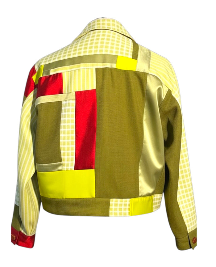 Patchwork Jacket in Chartreuse, Green, Red