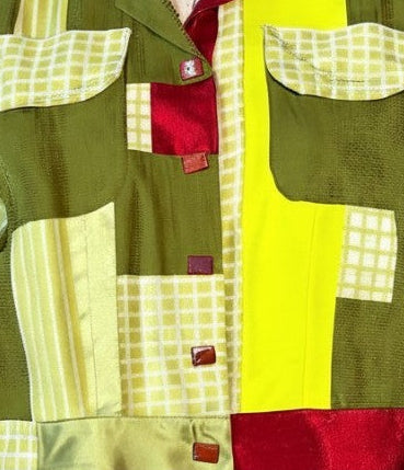 Patchwork Jacket in Chartreuse, Green, Red