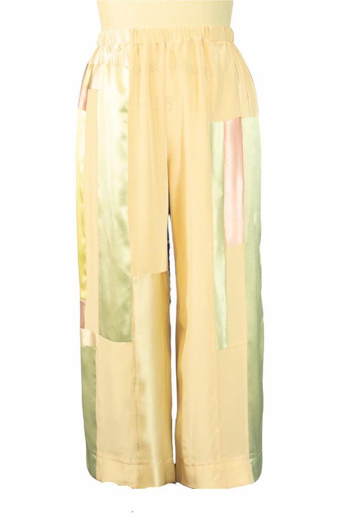 Patchwork Peach Silk Charmuese Pants