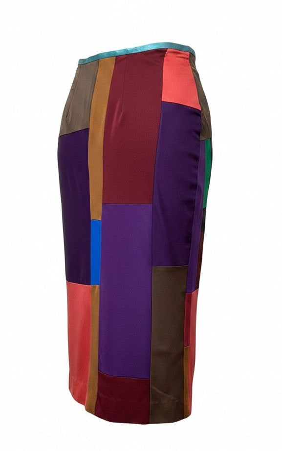 Patchwork Silk Jersey Skirt