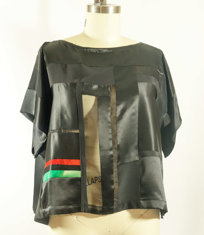Patchwork Tunic Top Silk Charmeuse with Silk Organza