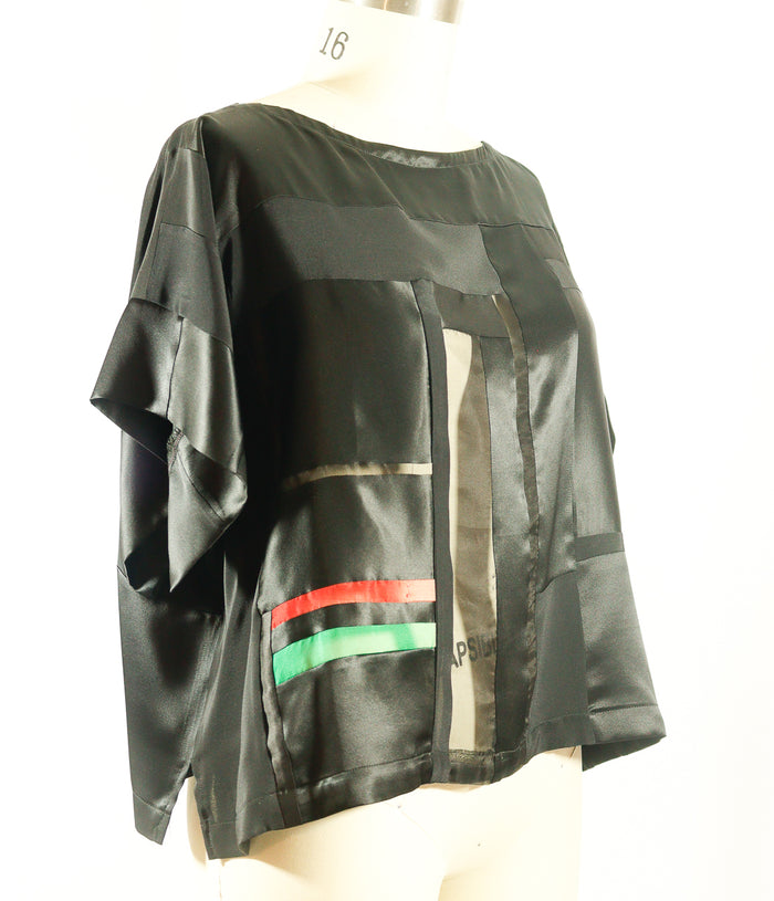 Patchwork Tunic Top Silk Charmeuse with Silk Organza