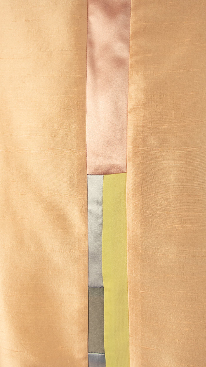 Peach Silk Shantung Patchwork Tunic