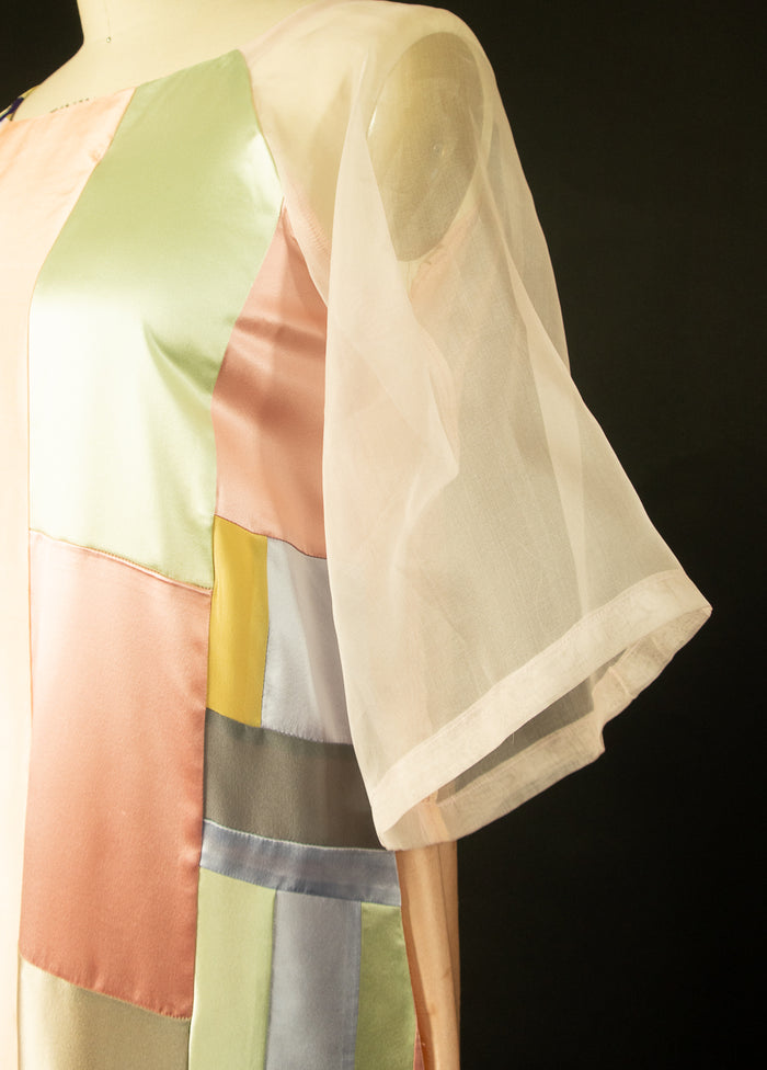 Peach Silk Shantung Patchwork Tunic