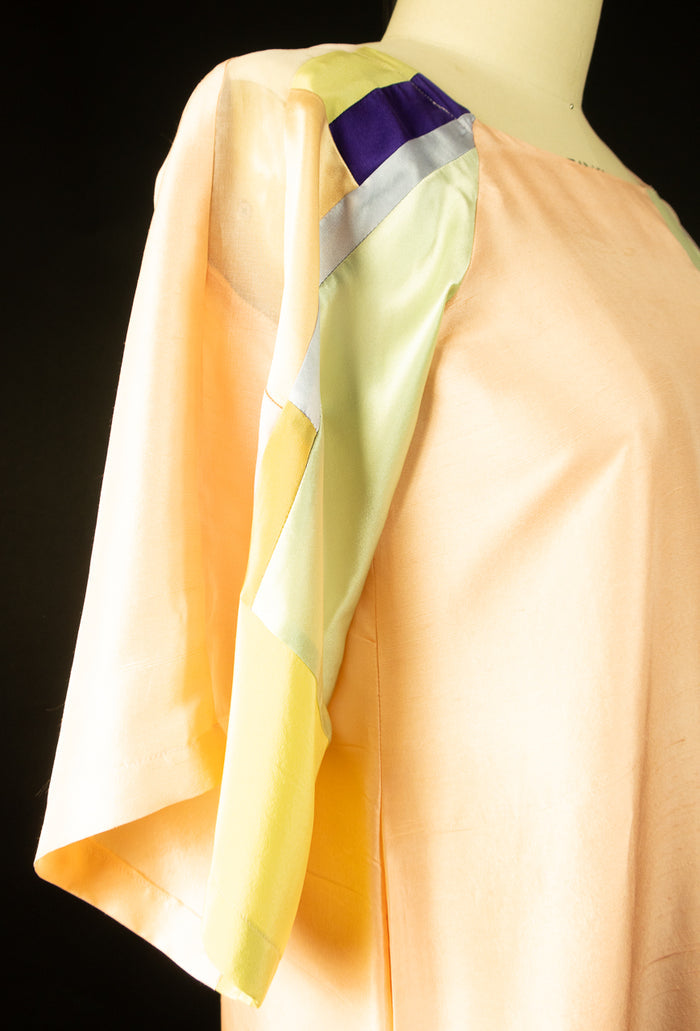 Peach Silk Shantung Patchwork Tunic