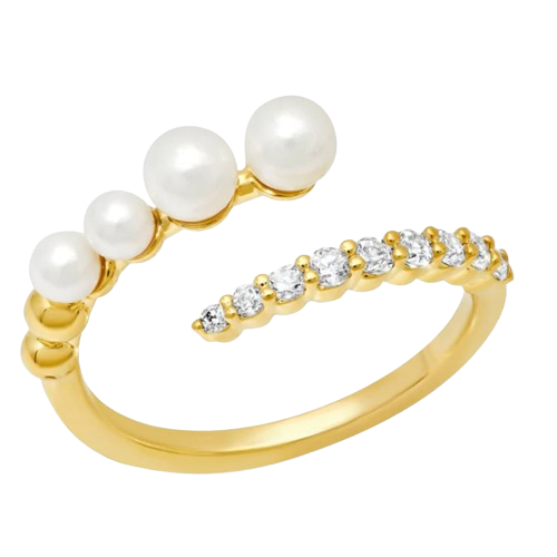 Pearl CZ Wrap Ring