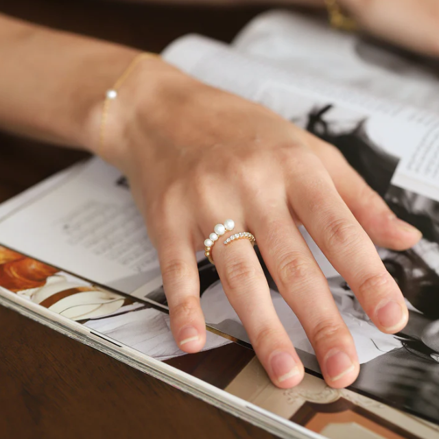 Pearl CZ Wrap Ring