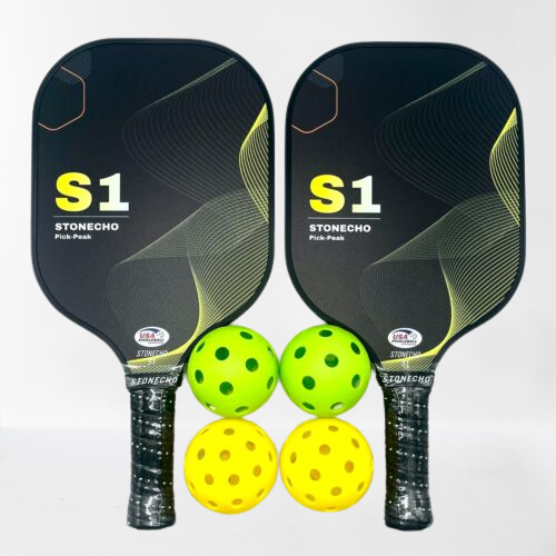 Pickleball Paddles Set - 2 Lightweight Paddles & 4 FREE Balls (USAPA Approved)