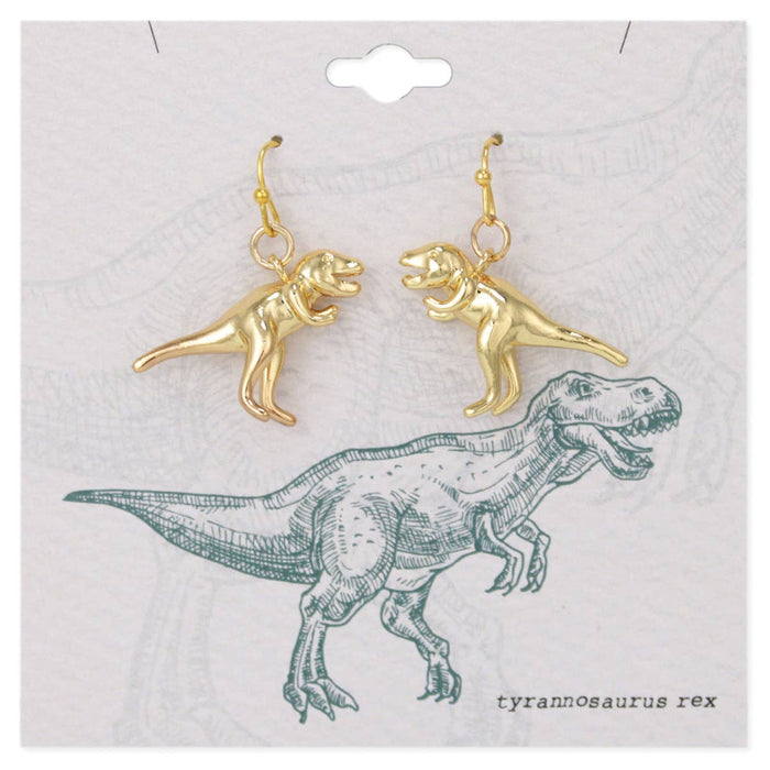 PREHISTORIC GOLD T-REX EARRINGS