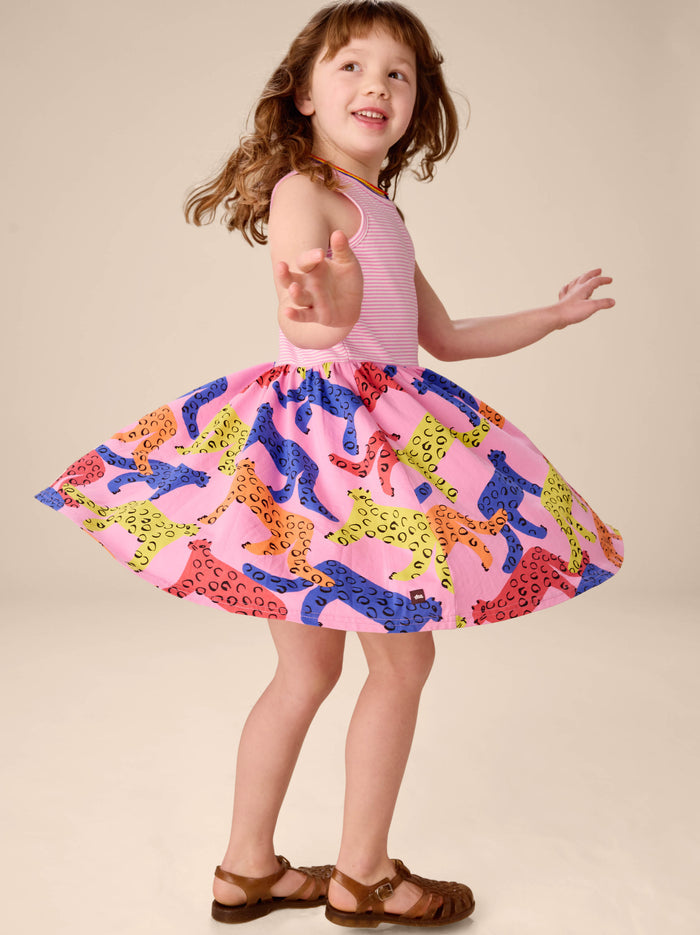 Print Mix Tank Skirted Dress