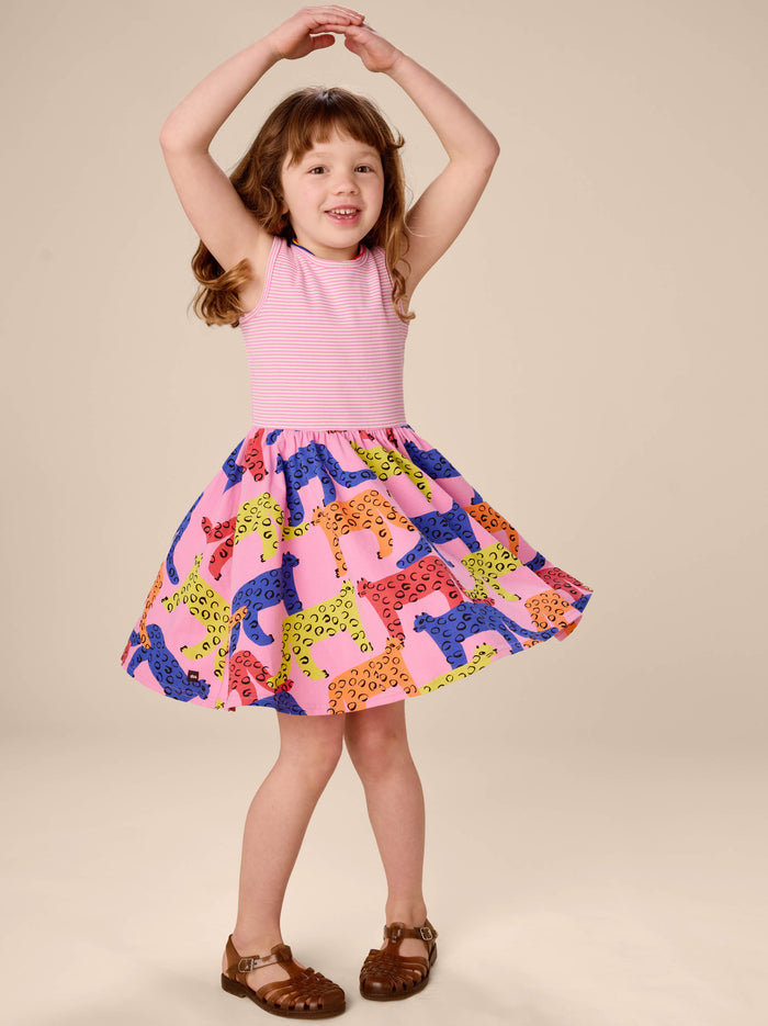Print Mix Tank Skirted Dress