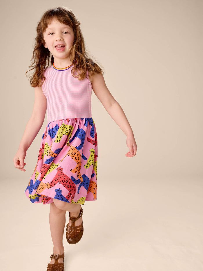 Print Mix Tank Skirted Dress