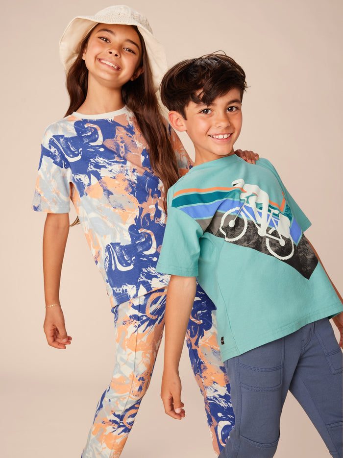 Printed Ribbed Easy Fit Tee