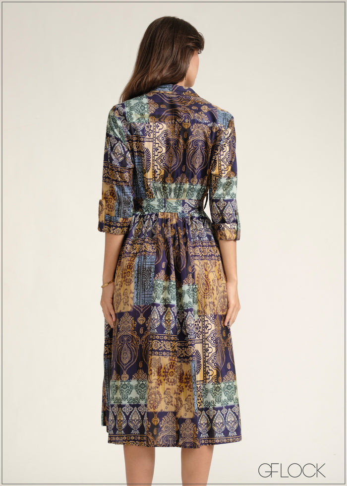 Printed Shirt Dress - 030826