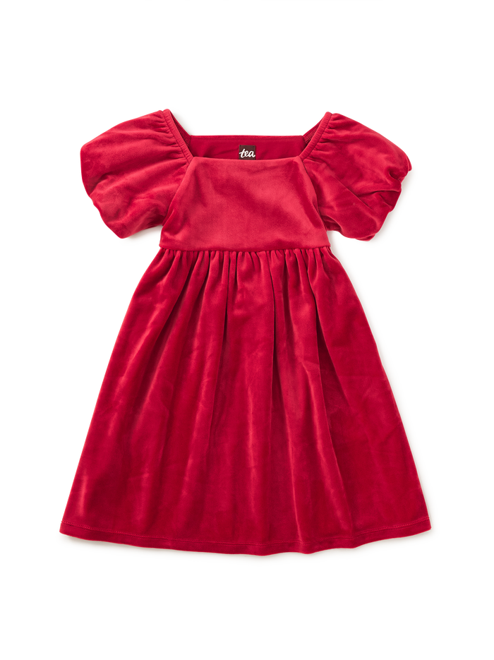 Puff Shoulder Velour Dress