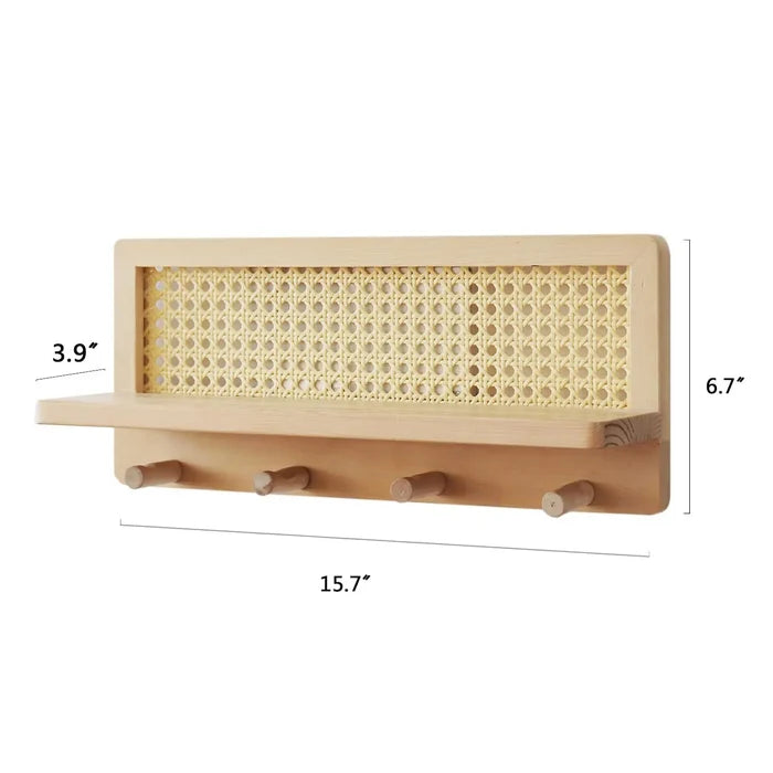 Rattan and Wood Key Hooks