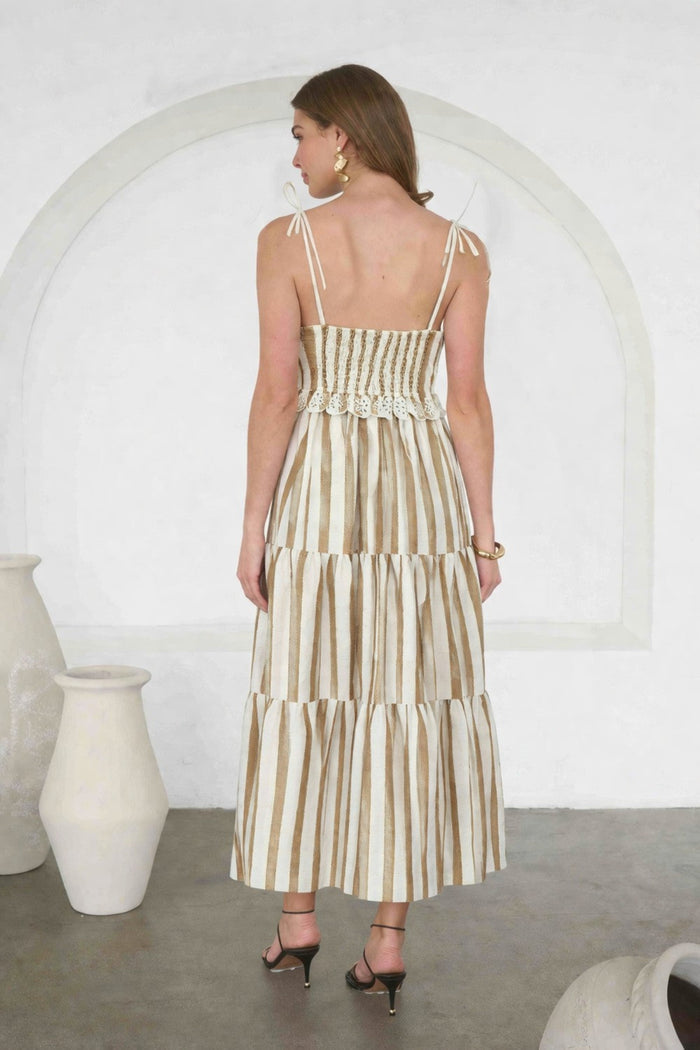 STRIPED SLEEVELESS MIDI DRESS