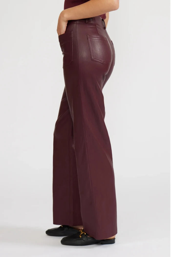 LUCY PARIS REEVE BURGUNDY FAUX LEATHER PANT