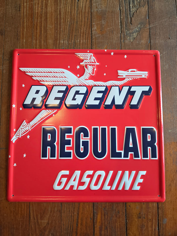 Regent Regular Gasoline metal sign