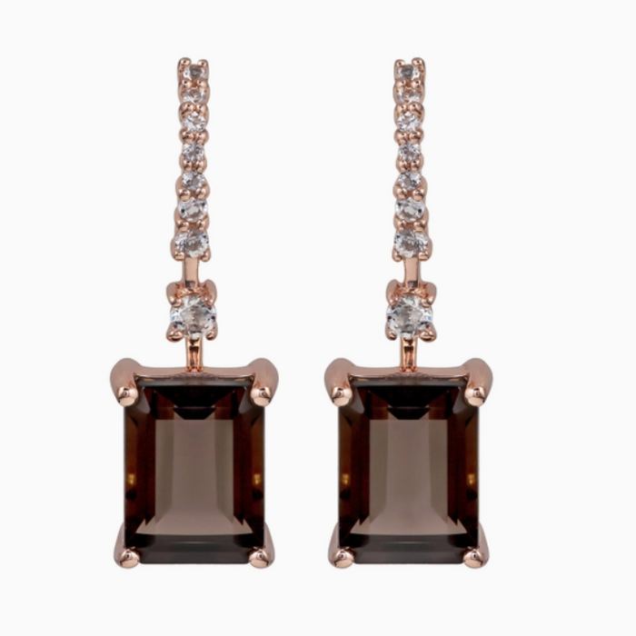 Rose Gold and Smokey Quartz Earrings