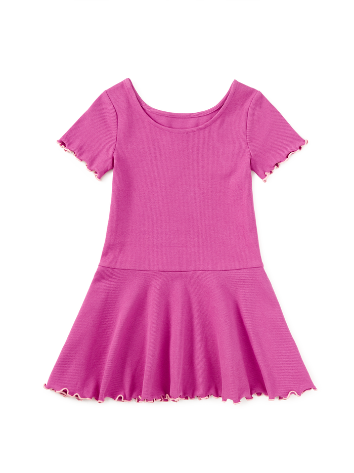 Ruffle Skater Ribbed Dress