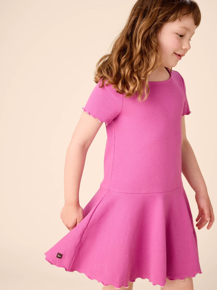 Ruffle Skater Ribbed Dress
