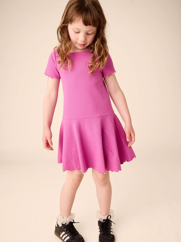 Ruffle Skater Ribbed Dress