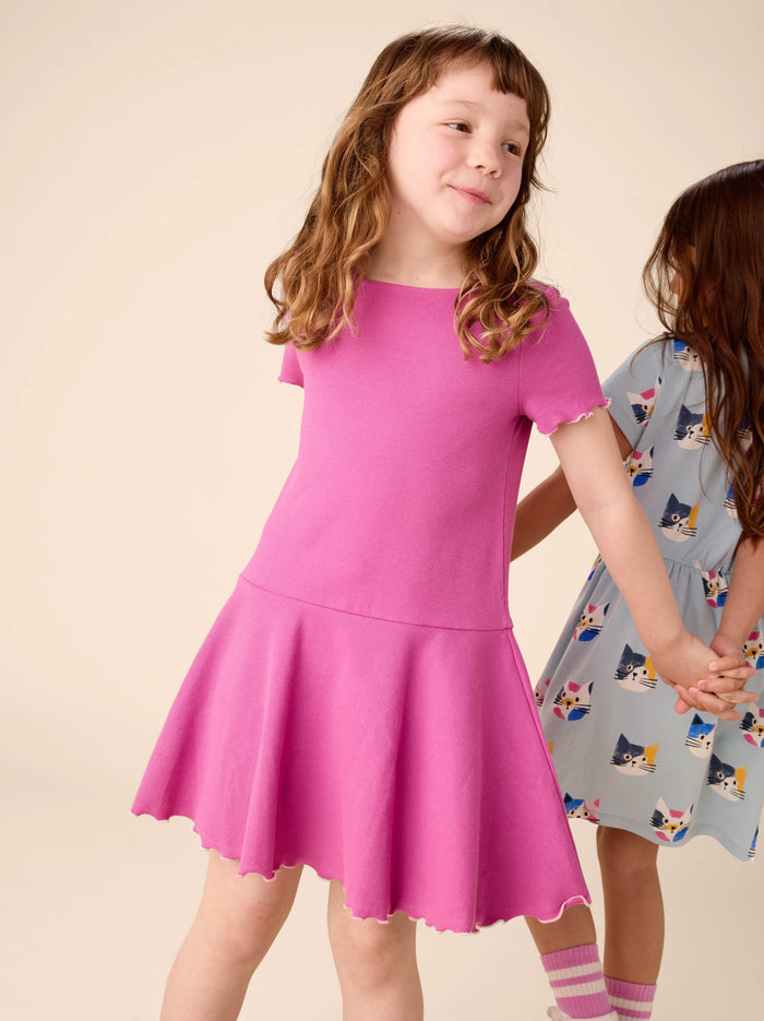 Ruffle Skater Ribbed Dress