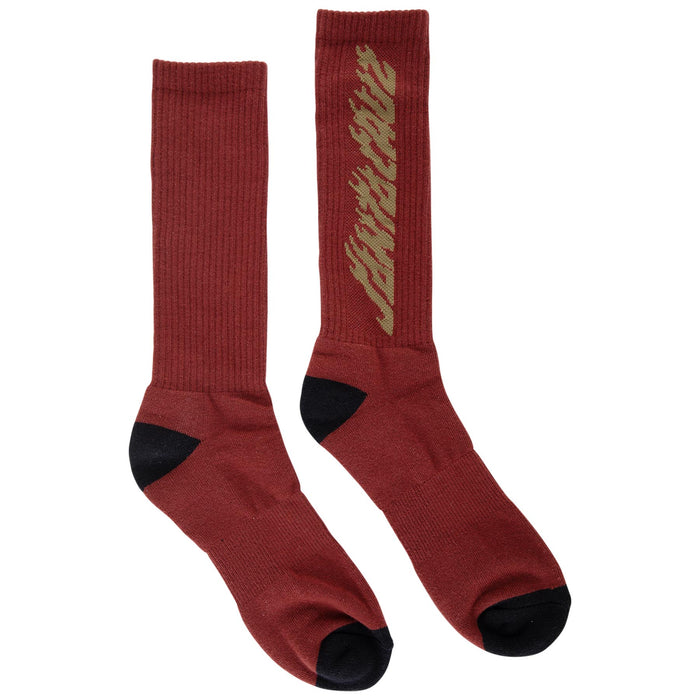 SANTA CRUZ SOLID FLAME STRIP CREW SOCKS (1 PAIR)