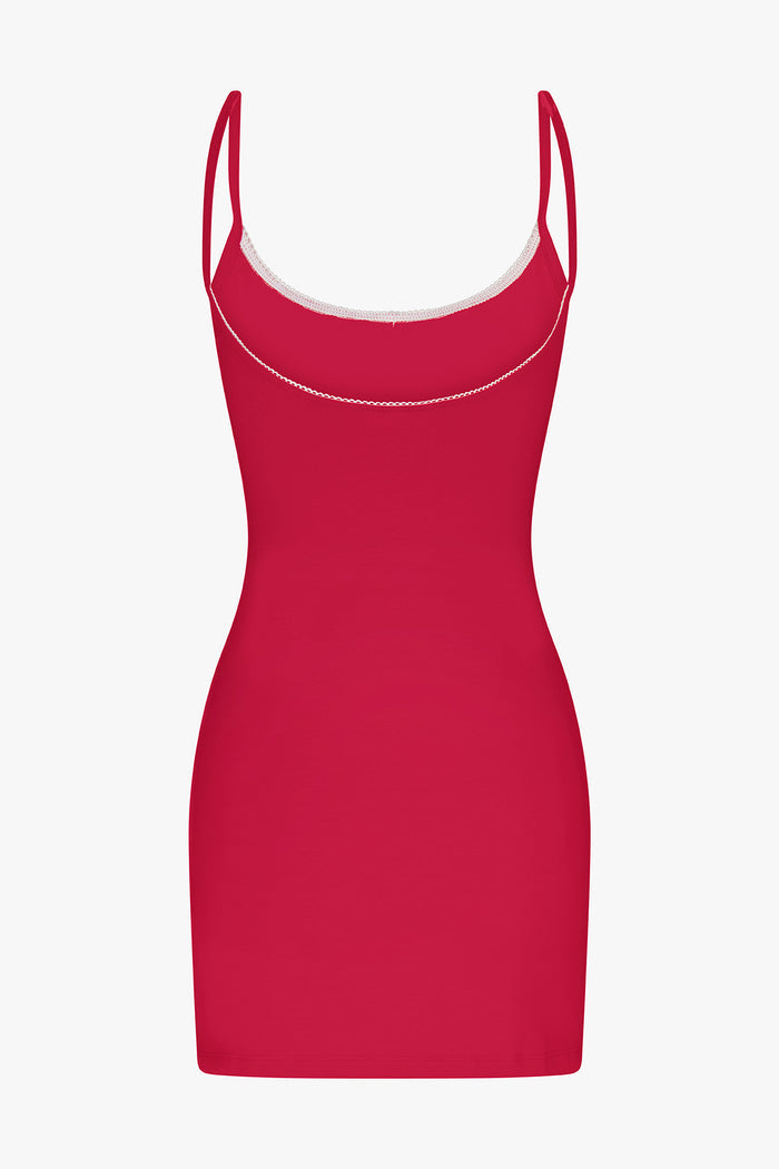 SCOOP BACK CAMI DRESS IN CHERRY