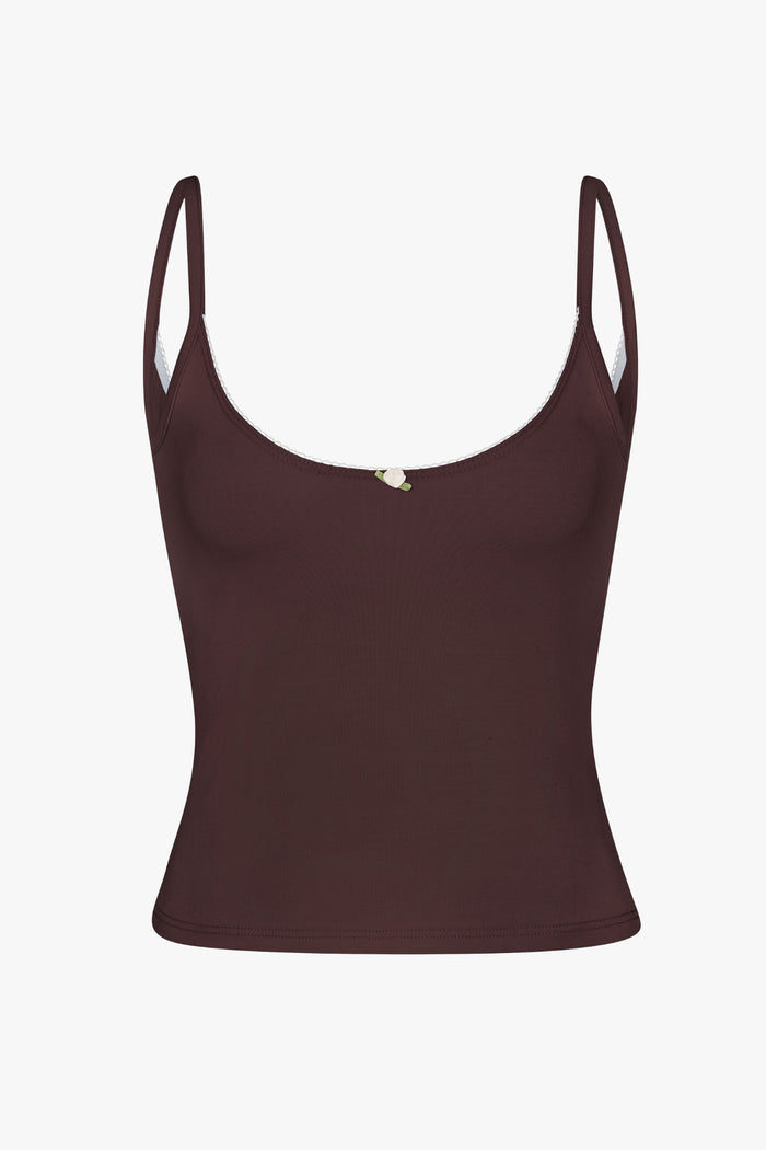 SCOOP BACK CAMI IN MOCHA