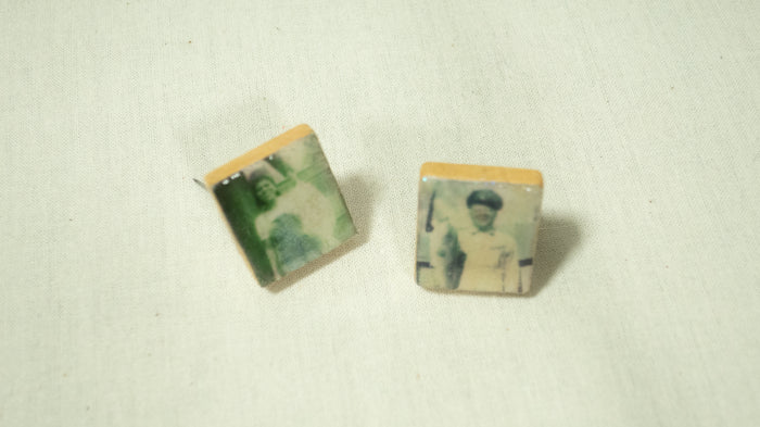 Scrabble Tile Vintage Photo Stamp Pins