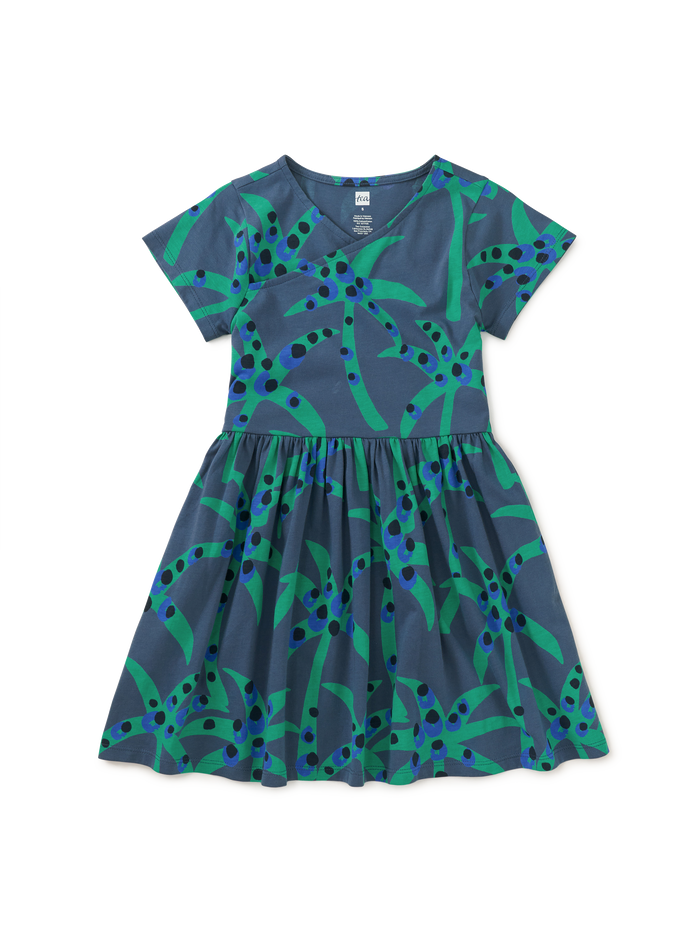 Short Sleeve Wrap Neck Dress