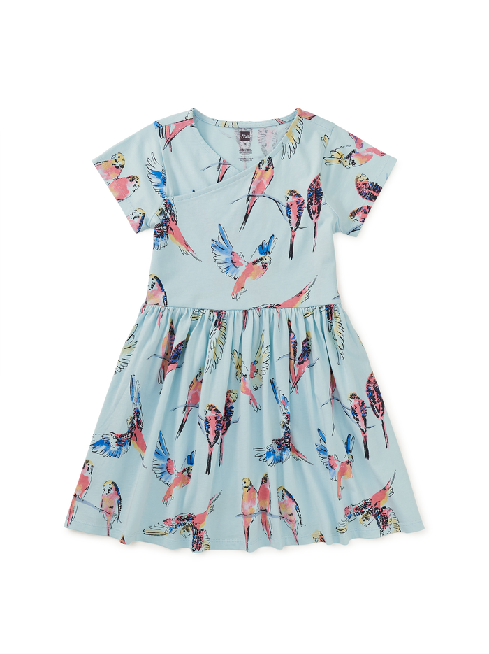 Short Sleeve Wrap Neck Dress