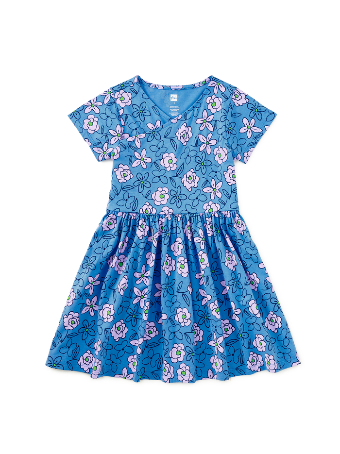 Short Sleeve Wrap Neck Dress