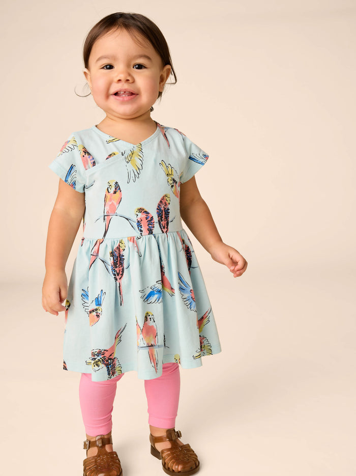 Short Sleeve Wrap Neck Dress