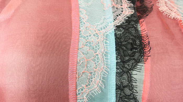 Silk Patchwork Organza Tunic with Lace Embellishment