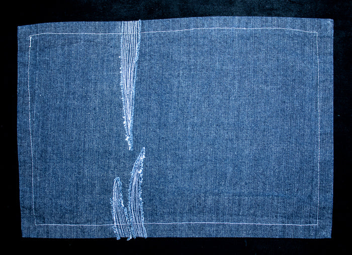 Single Denim Placemat with White Stitching