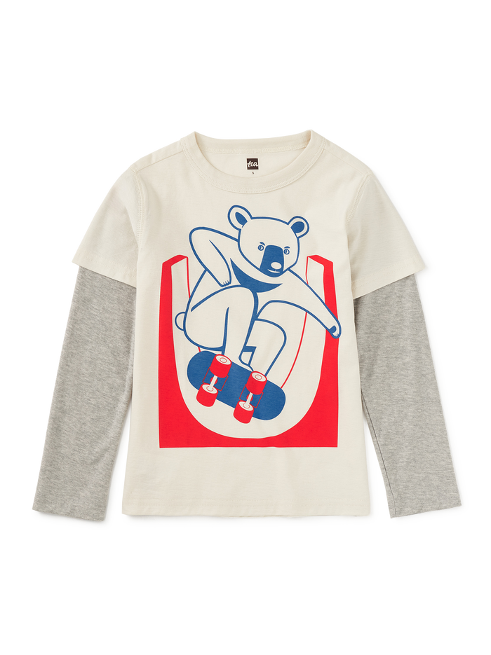 Skater Moon Bear Layered Tee