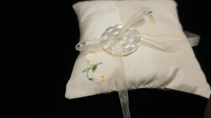 Small Silk Taffeta Pillow with Vintage Handkerchief