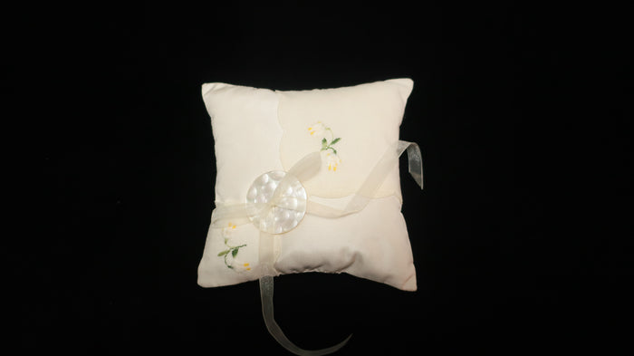Small Silk Taffeta Pillow with Vintage Handkerchief