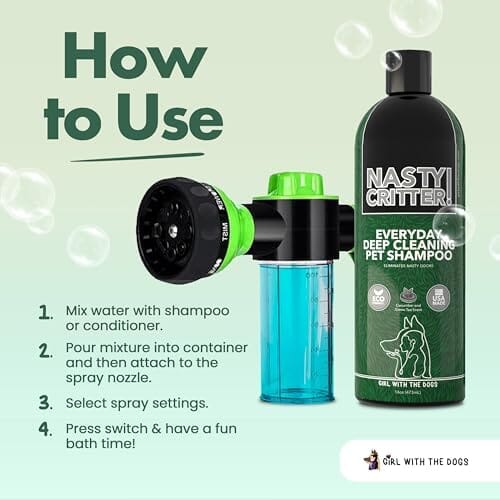 Soap & Shampoo Dispenser for Pet Wash and Garden Hose Sprayer Nozzle by Girl With The Dogs Dog Hair Trimmers Pet Clever