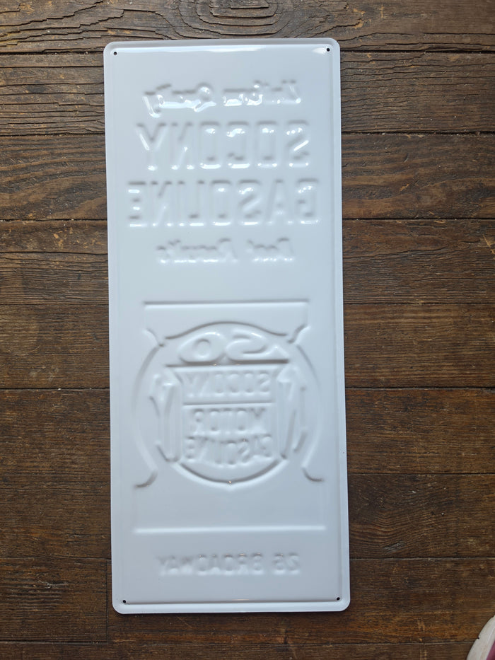 Socony Gasoline metal sign